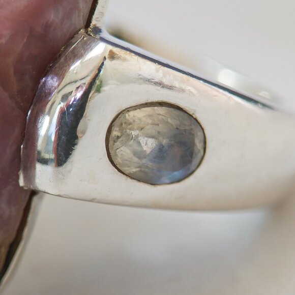 Sterling Silver Charoite & Moonstone Statement Ring – Size 7.75 - Picture 9 of 17